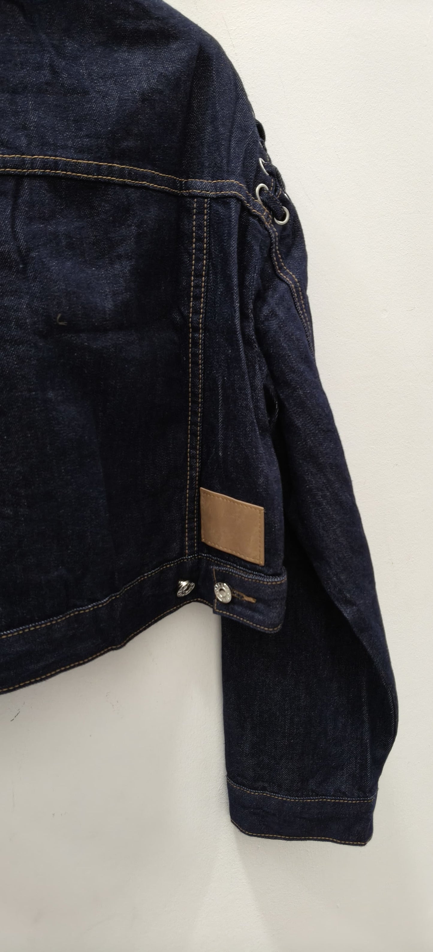 Giacca di Jeans con Dettaglio Stringato