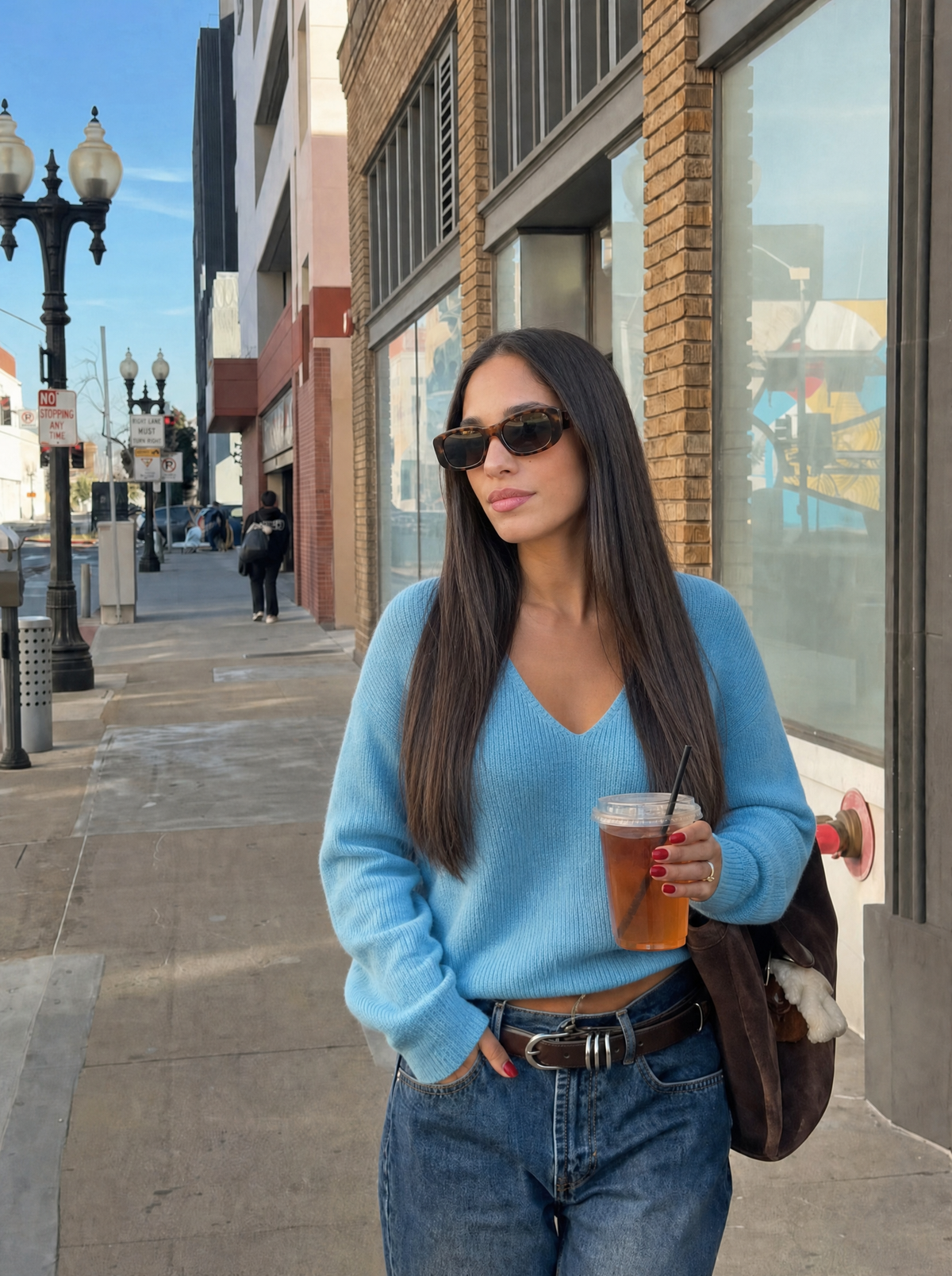 Pullover Baby Blue Cropped