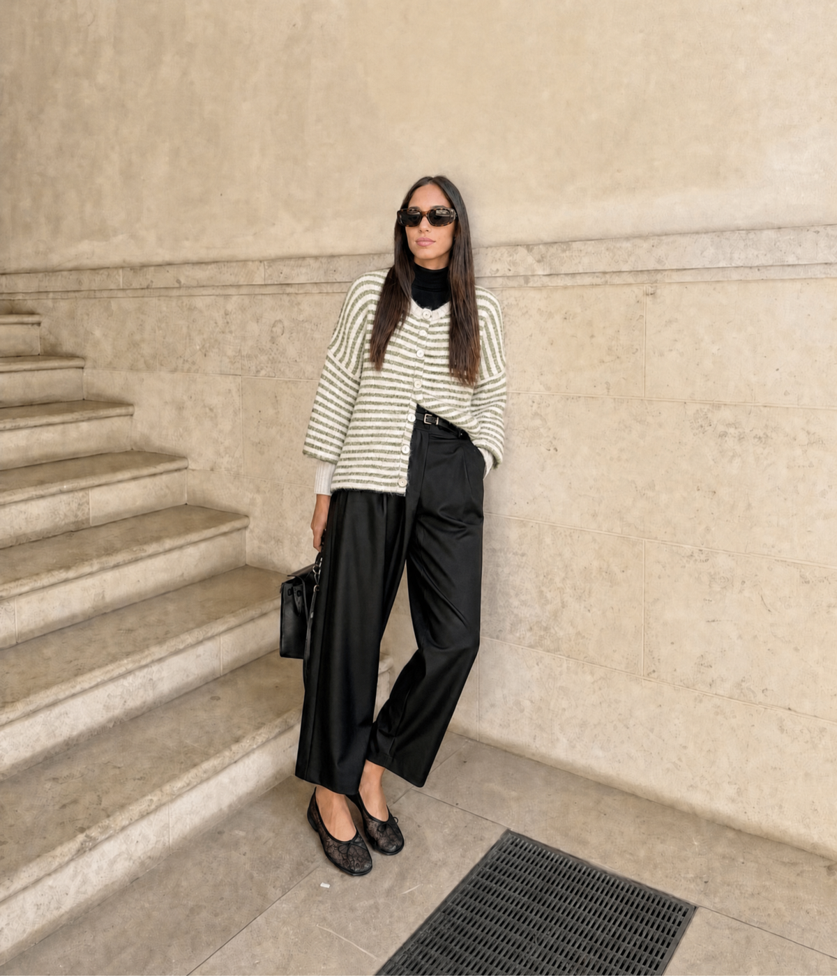 Cardigan Righe Manica a Tre Quarti