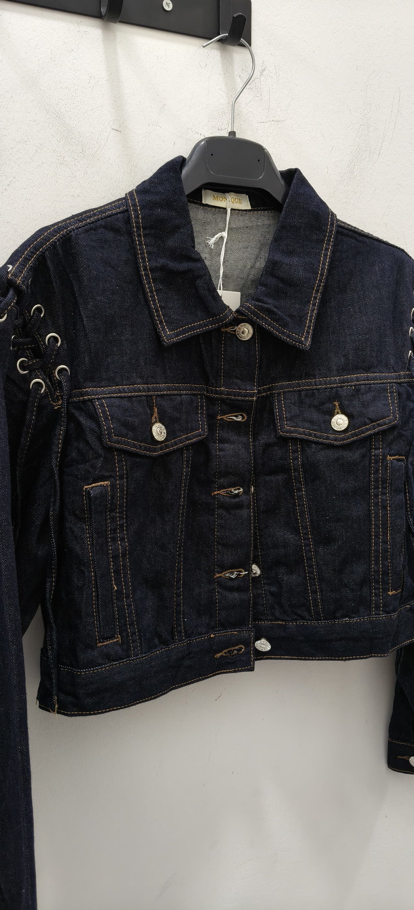 Giacca di Jeans con Dettaglio Stringato
