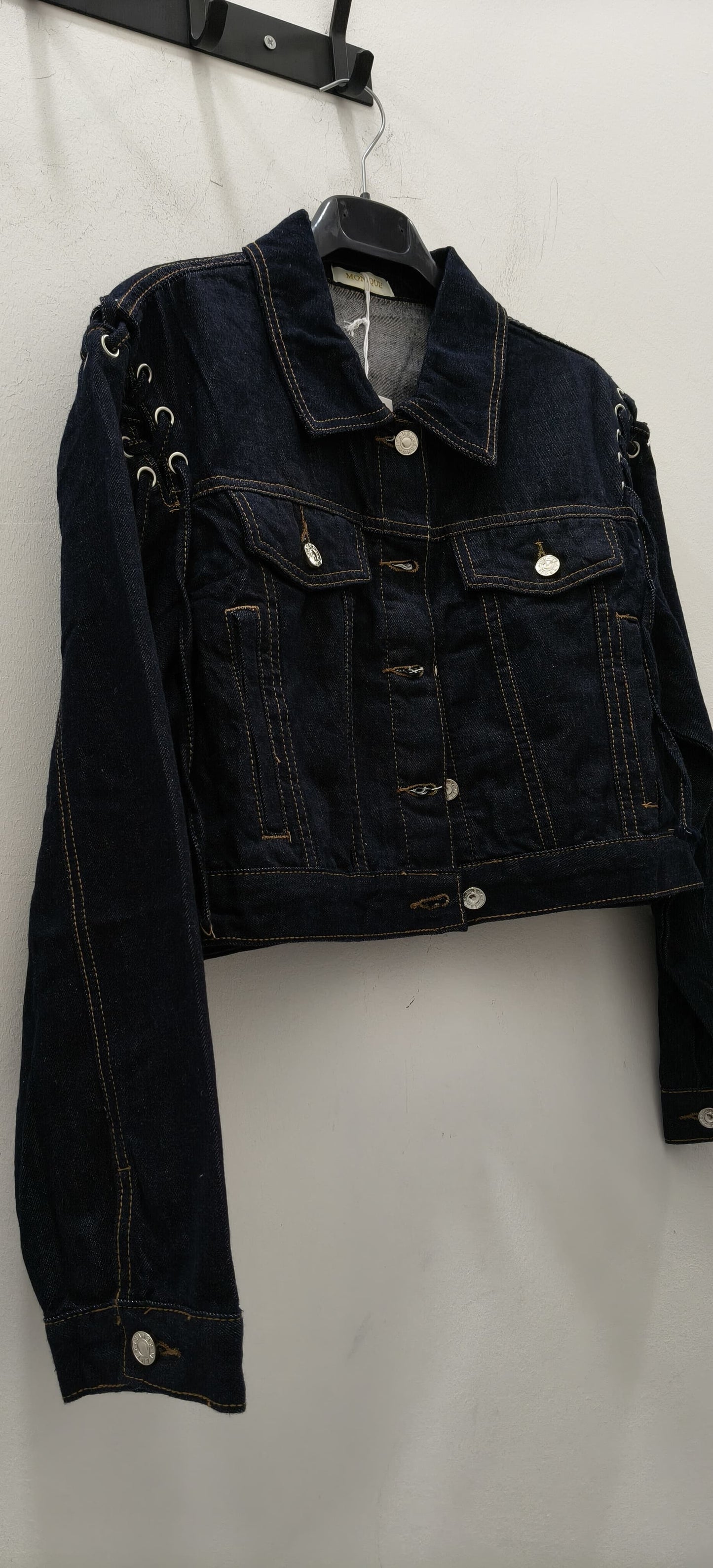Giacca di Jeans con Dettaglio Stringato