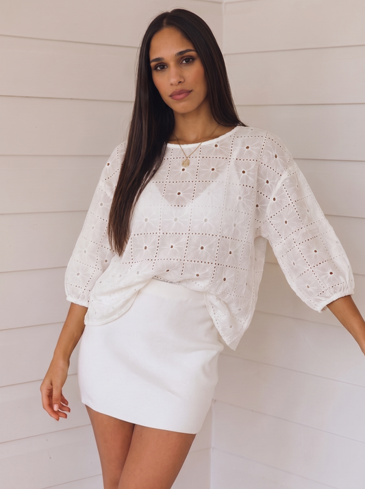 Blusa Gisella in Sangallo