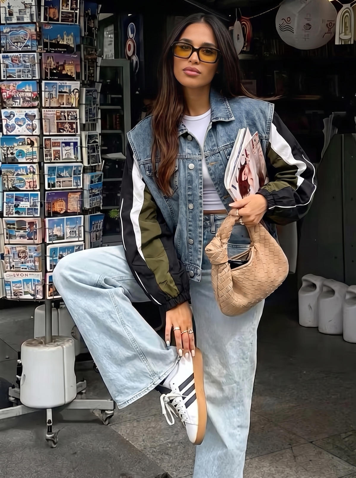Giacca Bomber Bicolor Denim