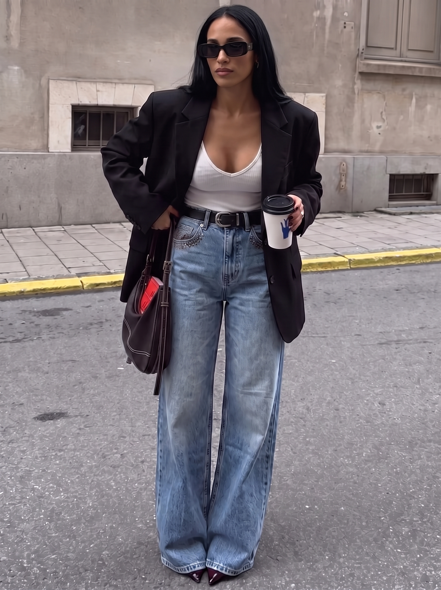 Jeans Wide Leg Studded