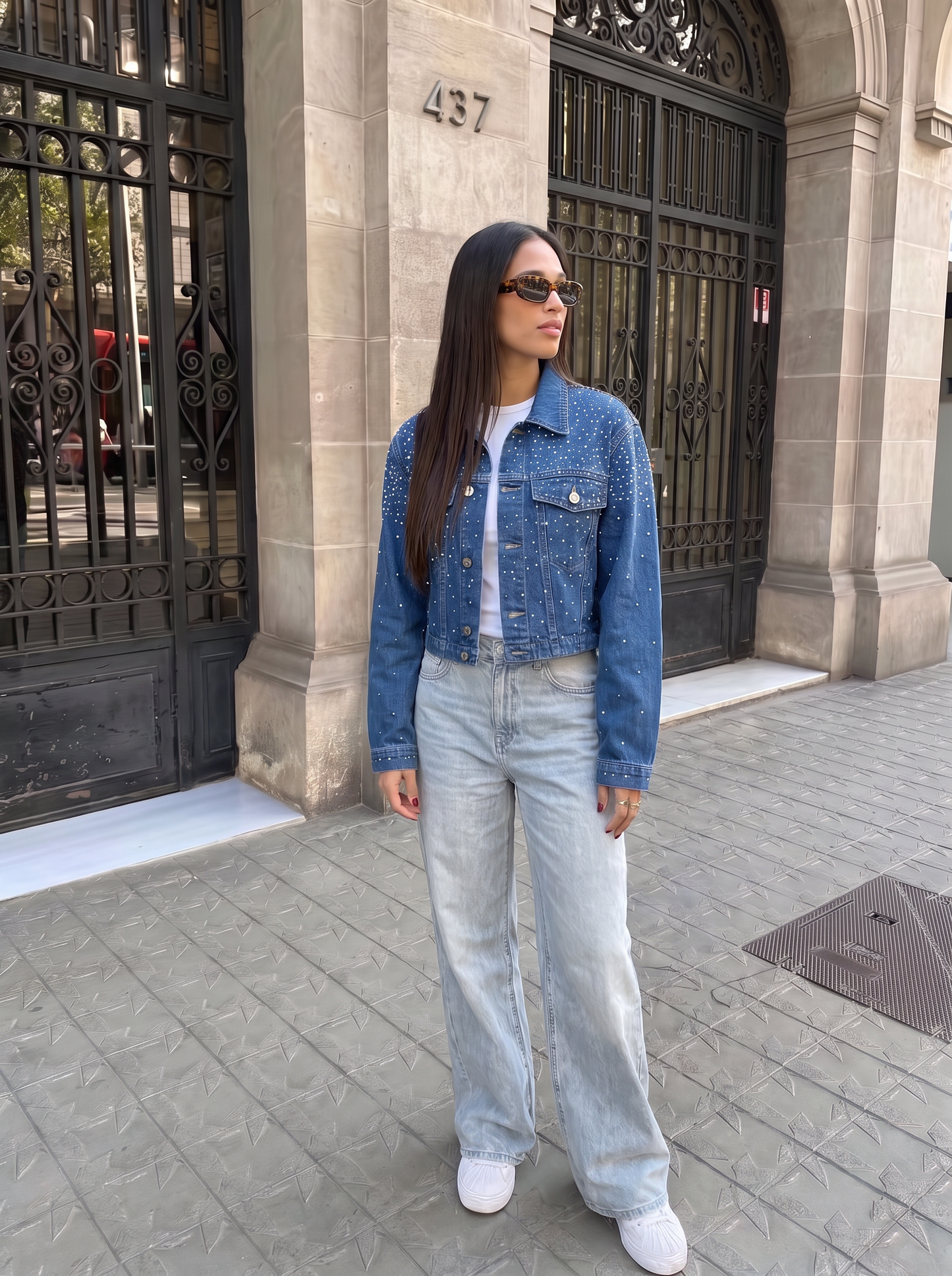 Giacca Denim Bejeweled