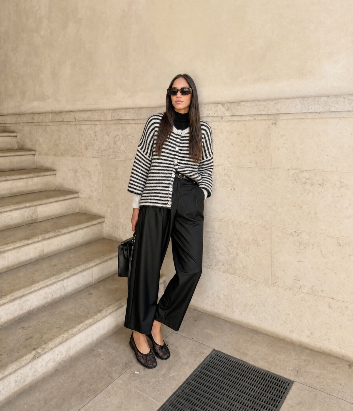 Cardigan Righe Manica a Tre Quarti