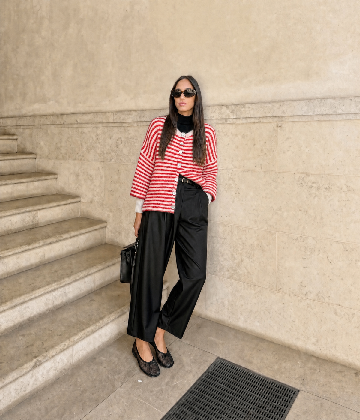 Cardigan Righe Manica a Tre Quarti