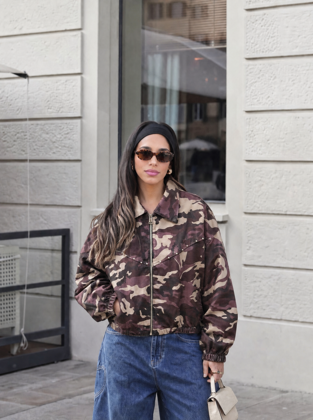 Giacca Camouflage con Borchie